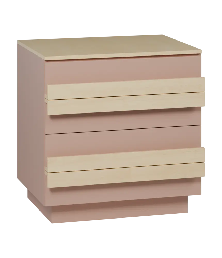 QL 2 - 84Z skříň šatní, 4-zásuvková, 820x800x620 mm, pudrově růžová/bříza polární